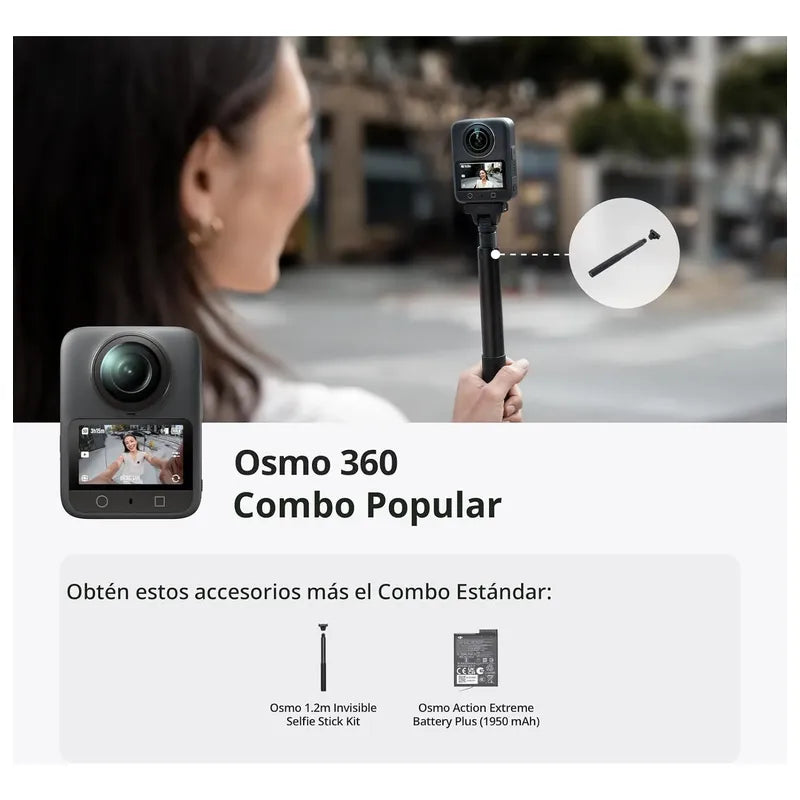 Cámara De Acción Dji Osmo 360 Essential Combo 8k 50fps Negro