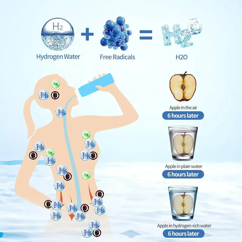 Botella De Agua D Hidrógeno Portátil Aquadaily Anti-oxidante Plateado