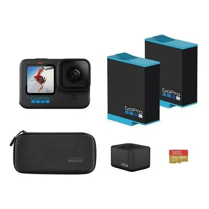 Cámara Gopro Hero10 Bundle+ 2baterías+ 64gb+ Cargador+ Estuc Negro