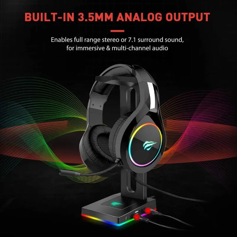 Base Audifonos Blade Hawks, Aux De 3,5 Mm Y 2 Puertos Usb