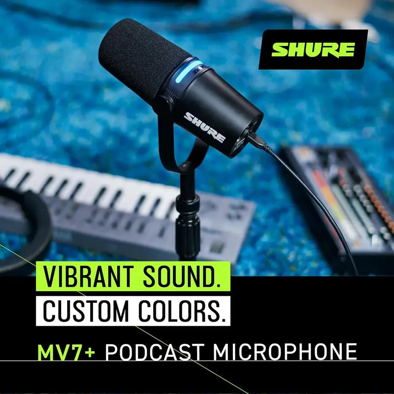 Micrófono Shure Mv7+ Dinámico Podcast Xlr/usb C/bcv
