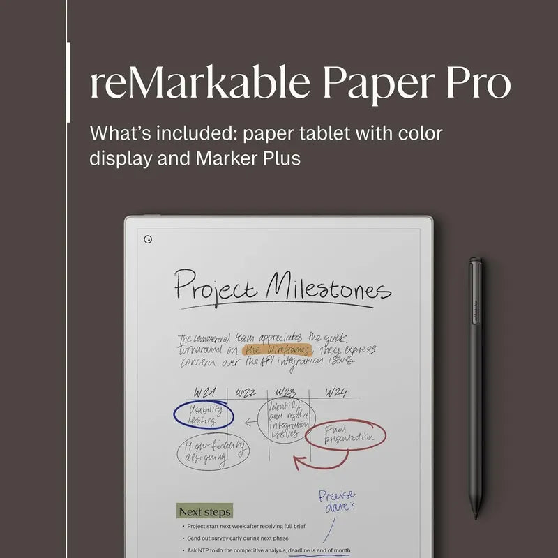 Remarkable Paper Pro Tablet De Lectura+ Marker Plus+ Folio Gris