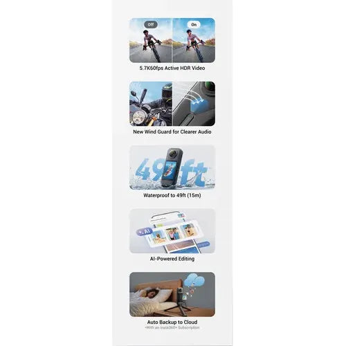 Insta360 X5 Essentials Bundle-8k Waterproof 360 Action