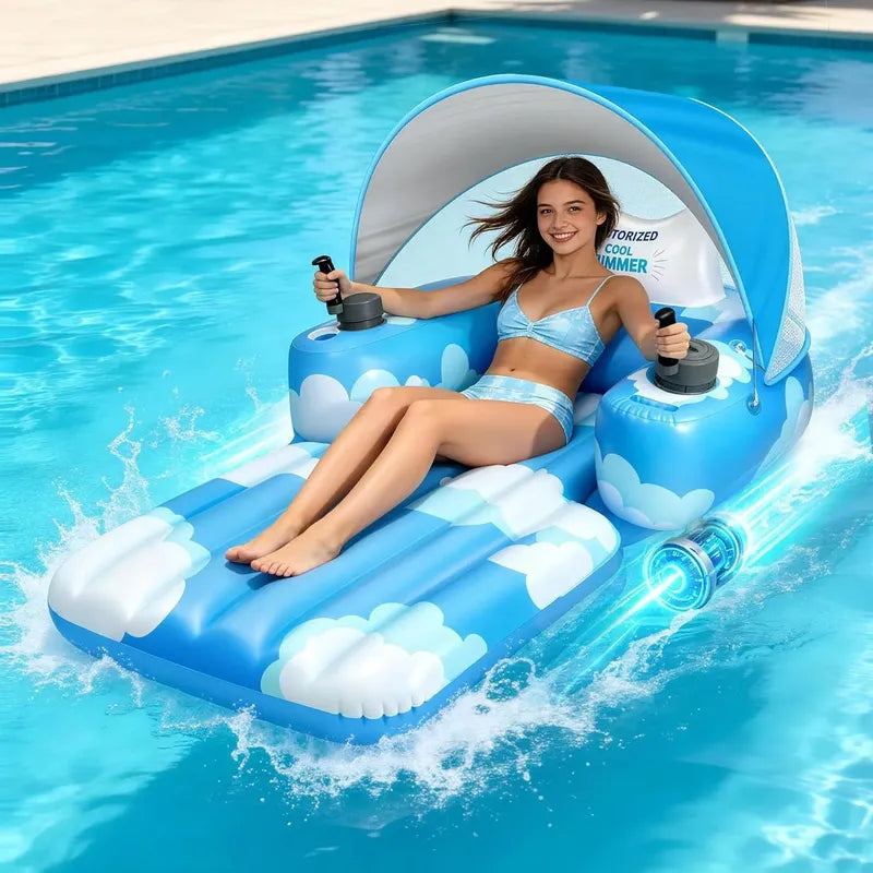 Flotador Motorizado Gigigo Eléctrico Recargable Con Toldo