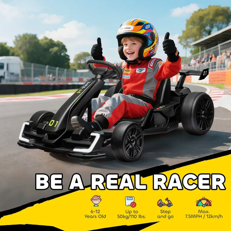 Go-kart Eléctrico 24v 12km/h Asiento Ajustable Arranque Suav Negro