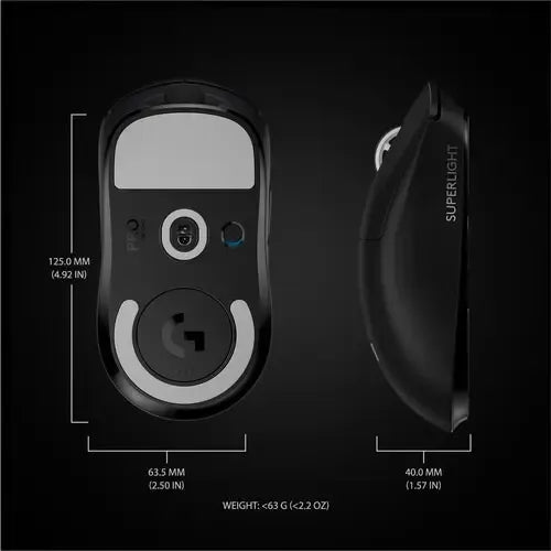 Mouse Logitech Pro X Superlight Wireless 25.400 Ppp, 1ms, Negro