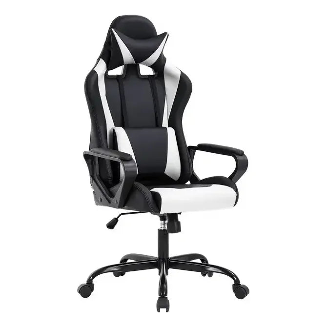 Silla Gaming Bestoffice Con Respaldo Alto Y Soporte Lumbar Negro Cuero Sintético