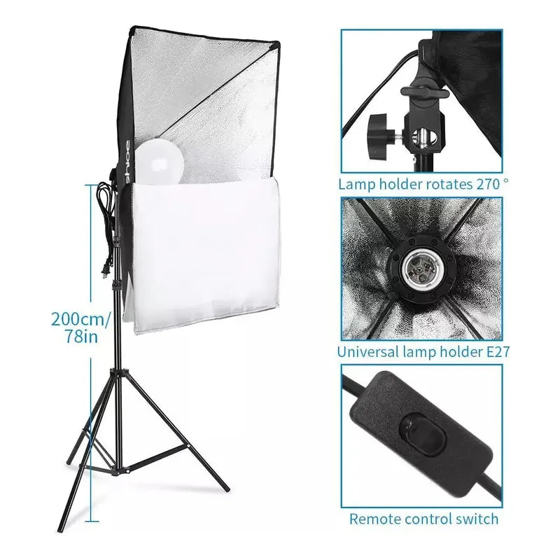 Kit De Iluminacion Softbox Kshioe De Luz Led 86