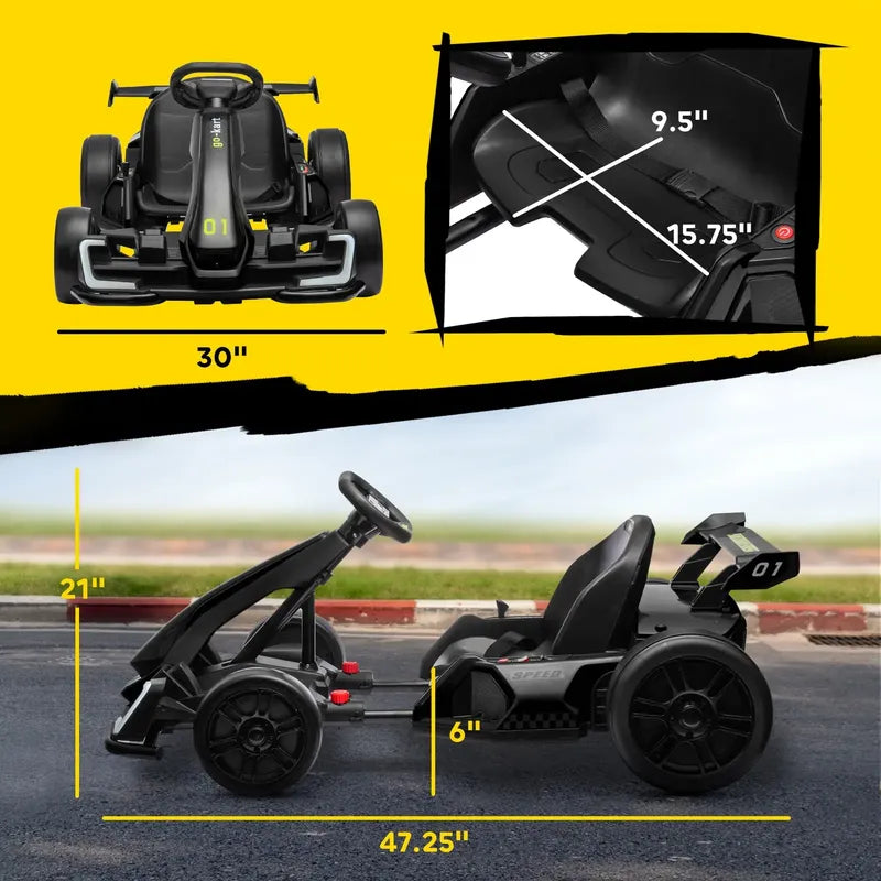 Go-kart Eléctrico 24v 12km/h Asiento Ajustable Arranque Suav Negro