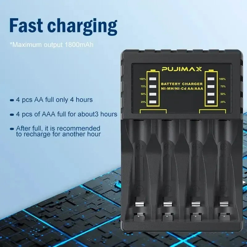 Cargador Baterías Pujimax Con Puertos Usb Tipo C Y Micro Usb