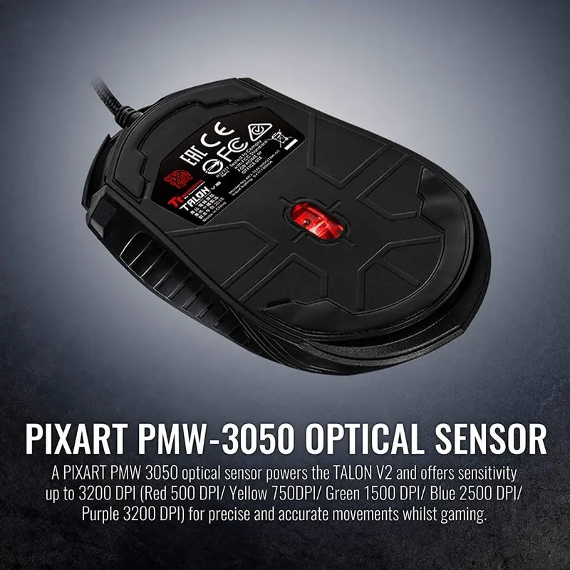 Mouse Thermaltake Talon V2 Gaming 3200dpi Negro