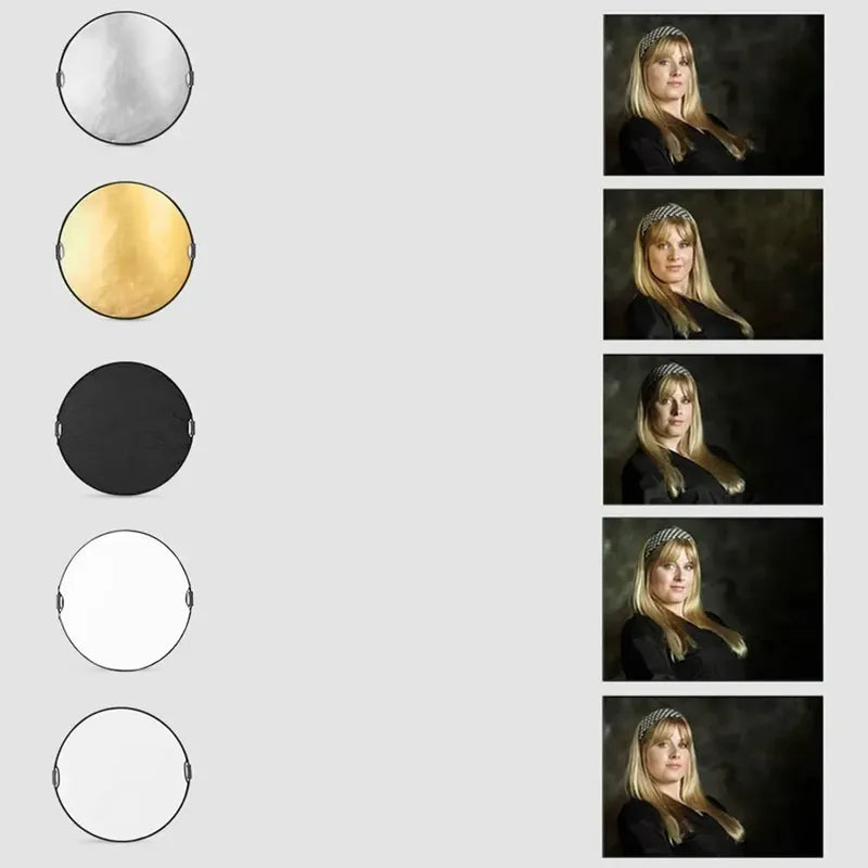 Rebotadores De Luz 5 En 1 Para Estudio Profesional 110cm Negro