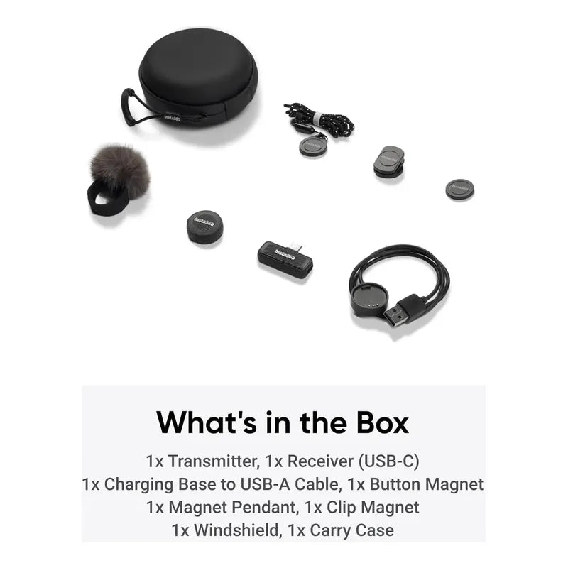 Insta360 Mic Air (1 Tx + 1 Rx) - Micrófono Inalambrico Negro