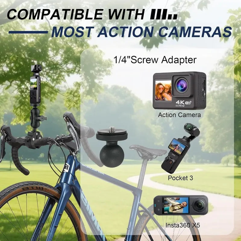 Montura De Abrazadera Manillar De Moto Para Insta360 Gopro Negro