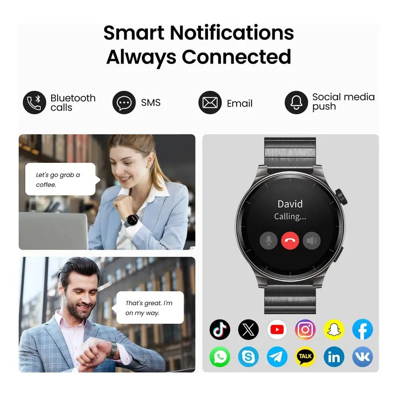 Reloj Inteligente Tozo S5 Unisex Pantalla Amoled De 1,43 Bcv Blanco Milanés Gris Oscuro