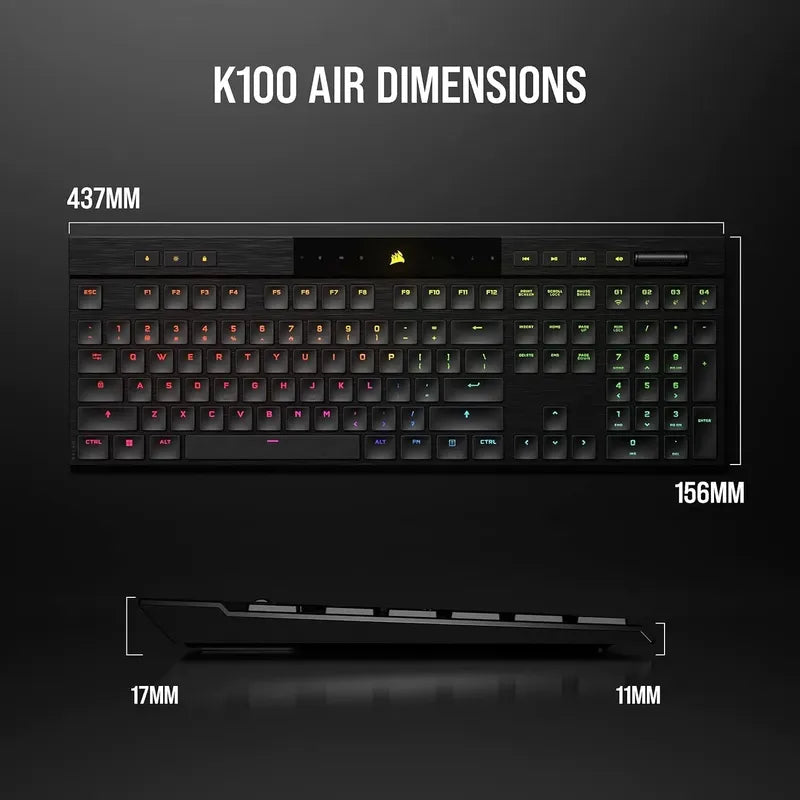 Teclado Corsair K100 Air Rgb Wireless Cherry Mx Mecanico Negro Inglés