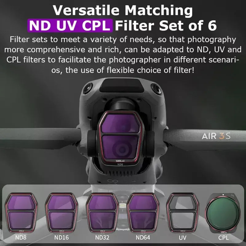 Filtros Nd Startrc Para Dji Air3s Uv Cpl Nd8 Nd16 Nd32 Nd64 Negro