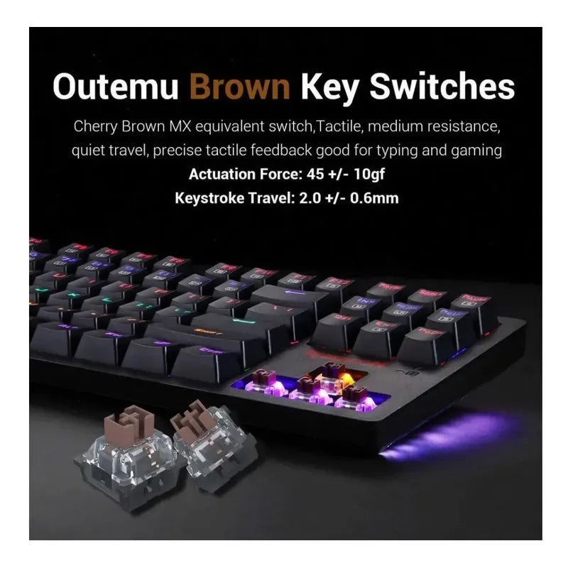 Teclado 60% Y Mouse Redragon S113 Gaming Mecanico Rgb Negro
