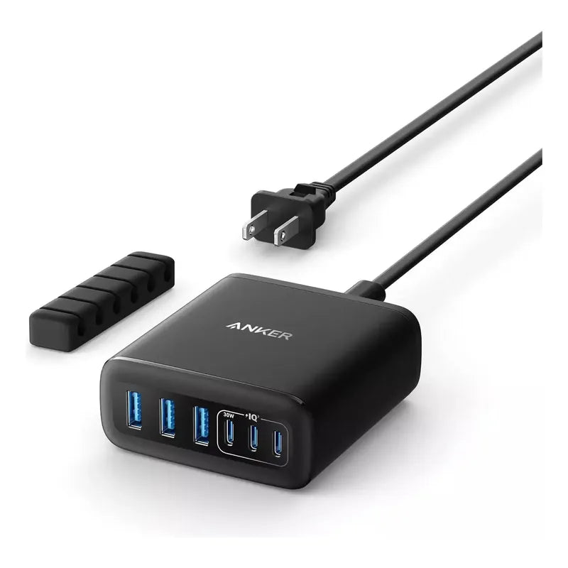 Cargador Anker 112w 6 Pto Usb/usbc Iq Carga Rapida Mod A2154 Negro