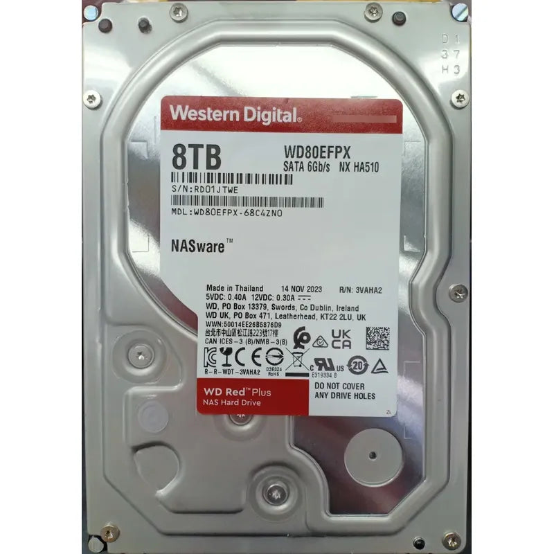 Disco Nas Western Digital 8tb Red Plus Hdd - 3,5 Sata 6gb/s Plateado