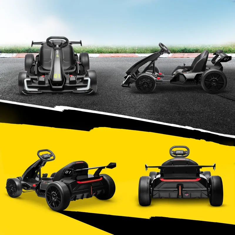 Go-kart Eléctrico 24v 12km/h Asiento Ajustable Arranque Suav Negro