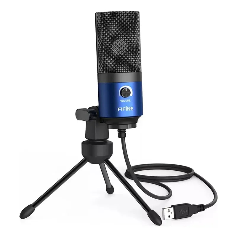 Micrófono Usb Fifine K669l Con Condensador De Metal Azul