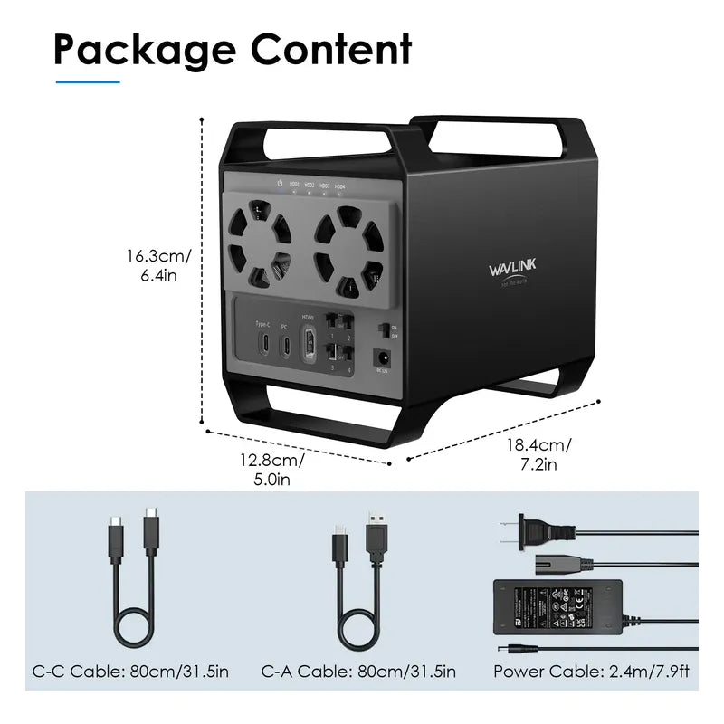 Gabinete Discos Duros De 4 Bahías Para Hdd/ssd De 3,5 /2,5 Negro