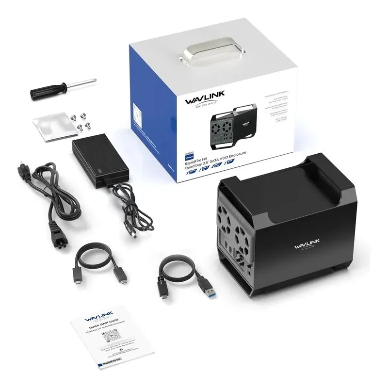 Gabinete Discos Duros De 4 Bahías Para Hdd/ssd De 3,5 /2,5 Negro
