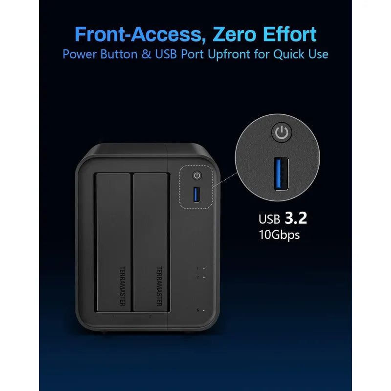 Nas Terramaster F2-425 2-bahia Intel Quad-core Cpu, 4gb Ram