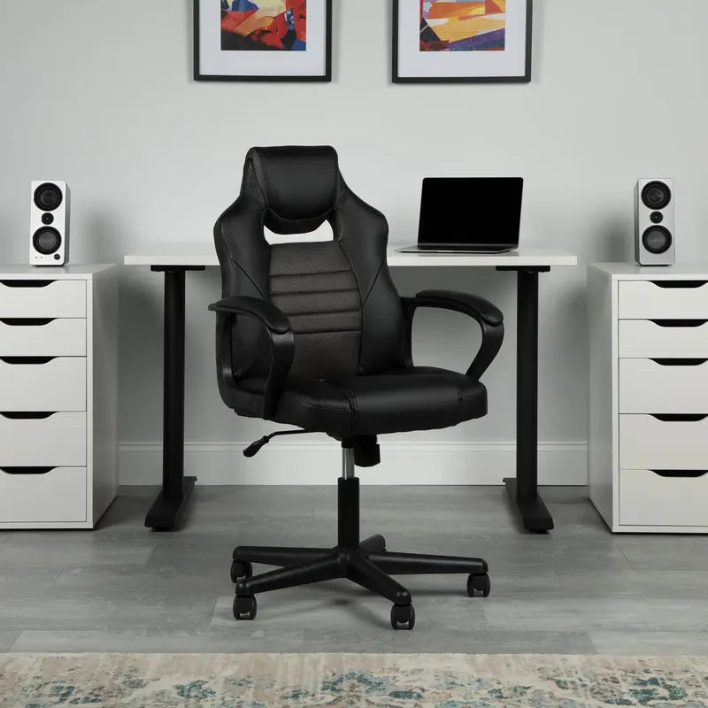 Silla Para Juegos Ofm Essentials Collection Racing Style Negro Cuero