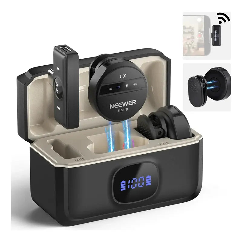 Microfonos Wireless Neewer Km18 Duo Usb C Negro