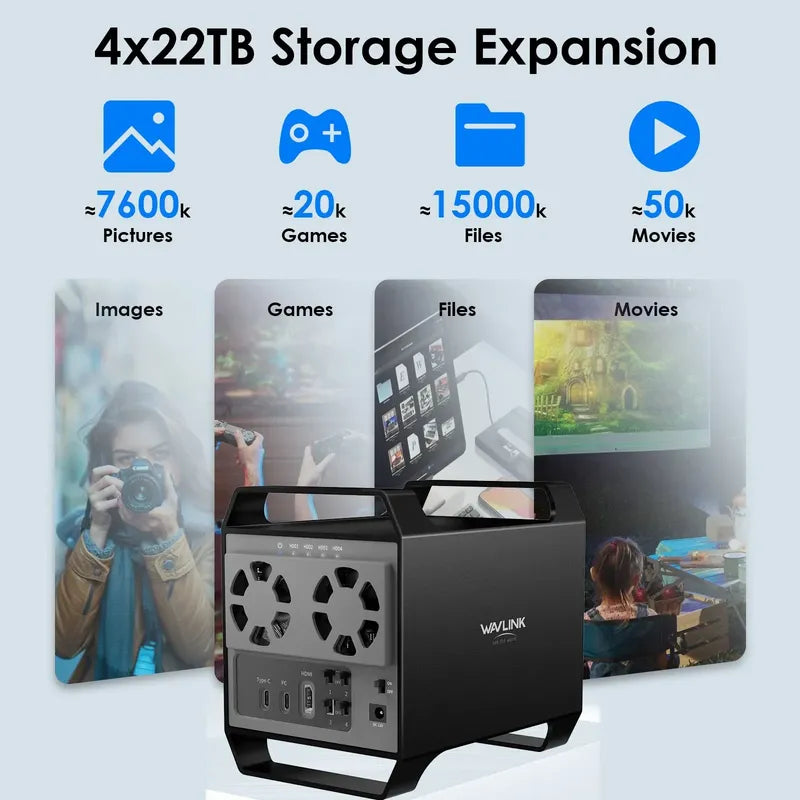 Gabinete Discos Duros De 4 Bahías Para Hdd/ssd De 3,5 /2,5 Negro