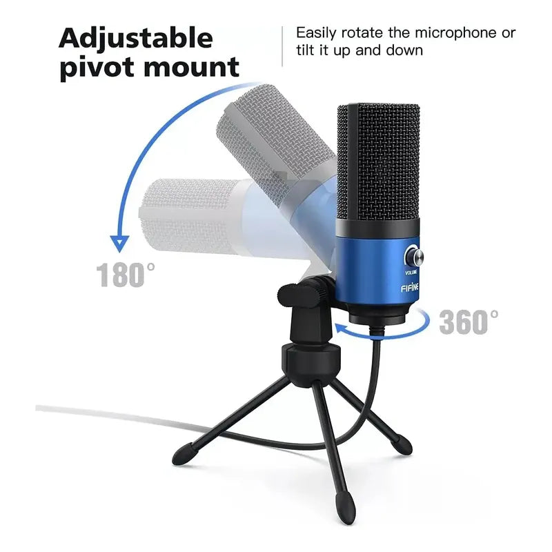 Micrófono Usb Fifine K669l Con Condensador De Metal Azul