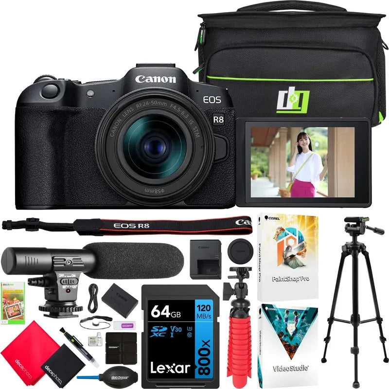 Canon Eos R8+ Lente Rf 24-50mm F/4.5-6.3 Is Stm+ Bundle Negro
