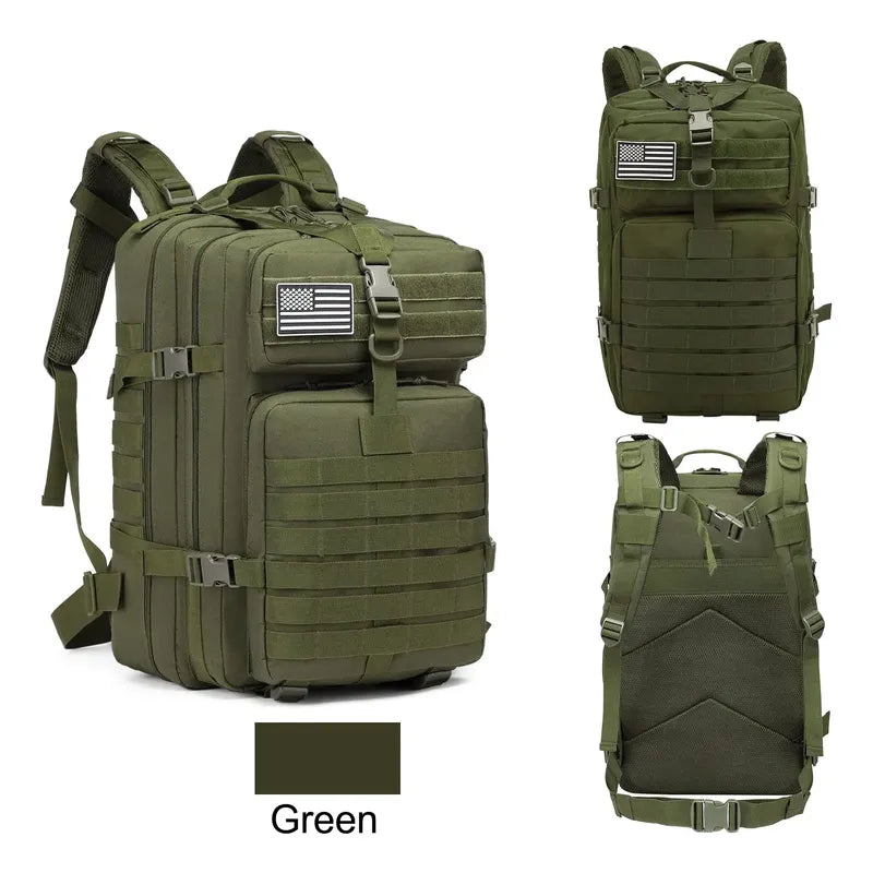 Bolso De Viaje Tactico Senderismo Y Camping Verde Oscuro Liso