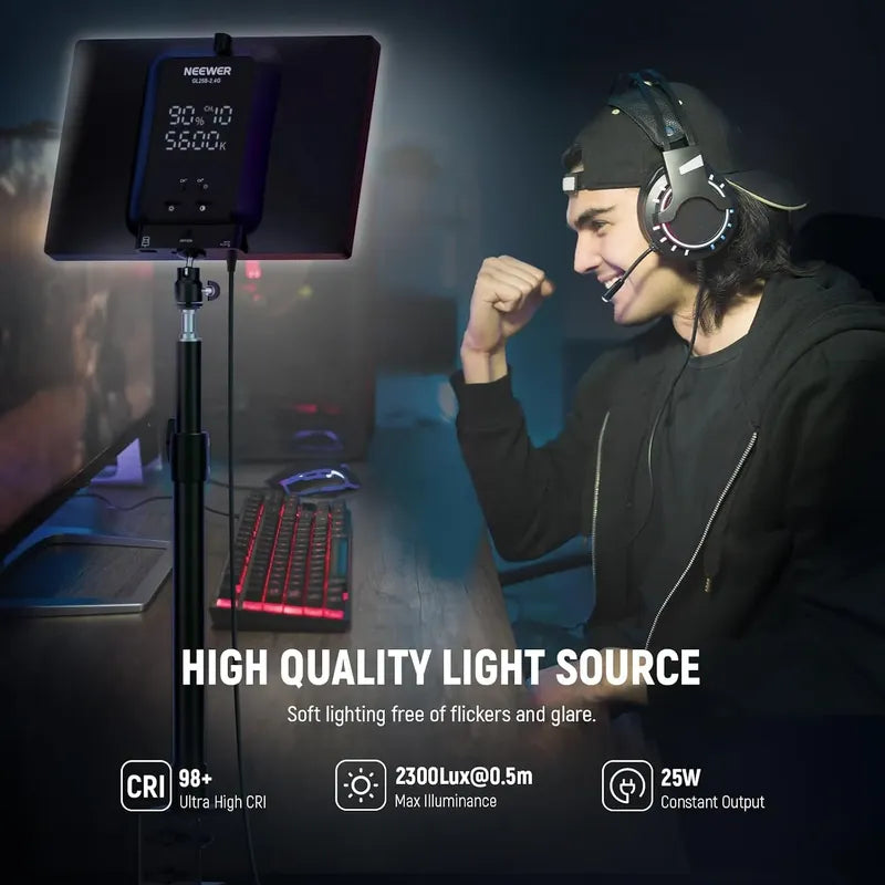 Neewer 25w 12.9 Luz Con Soporte Control 2.4g 2900-7000k Negro