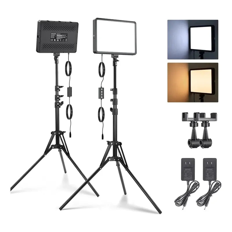 Panel De Video Led Neewer Bp25b Kit De Iluminación 25w Bcv Negro Blanco Cálido