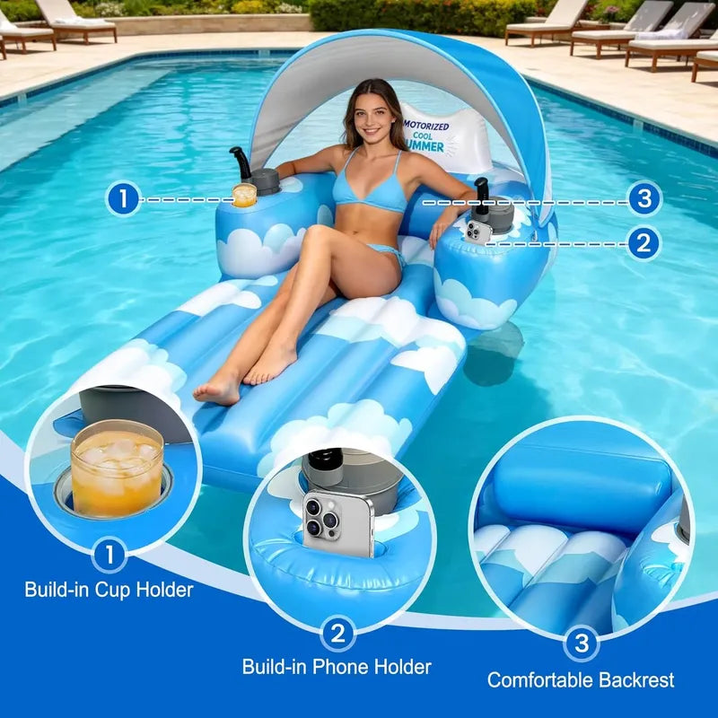 Flotador Motorizado Gigigo Eléctrico Recargable Con Toldo