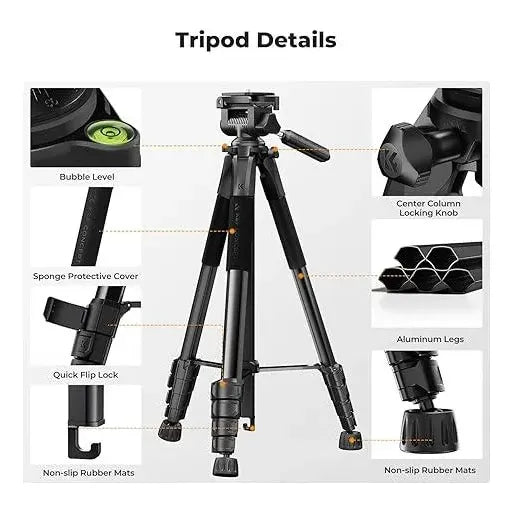 Tripode 75 K&f Concept Kf09.126 Camara Y Telefono Negro