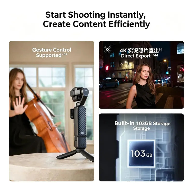 Camara Dji Osmo Pocket 4p Vlog Combo Bcv Negro