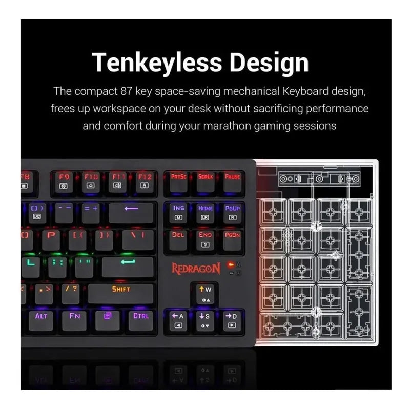 Teclado 60% Y Mouse Redragon S113 Gaming Mecanico Rgb Negro