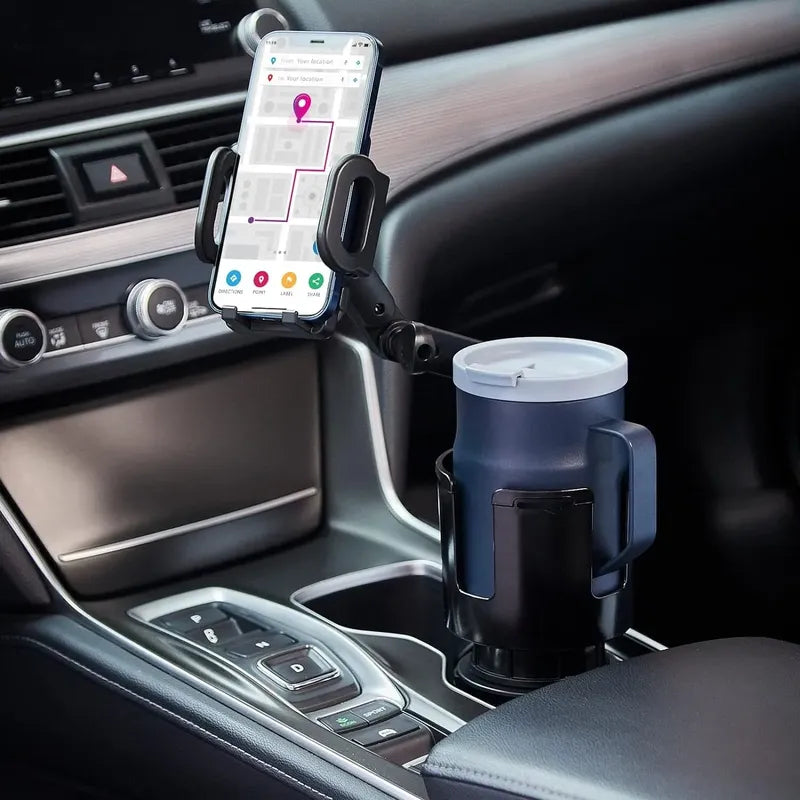 Portavasos Para Coche Soporte Ajustable Teléfono 2 En 1 Negro