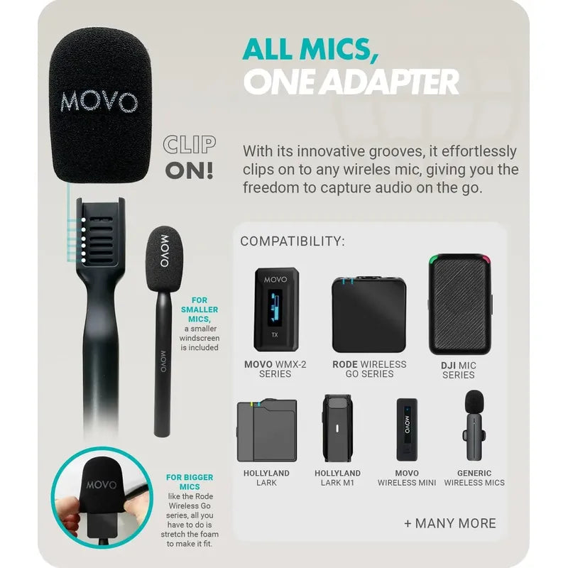 Adaptador De Micrófono Inalámbrico Movo Wmx-hm Rodé Go, Dji Negro