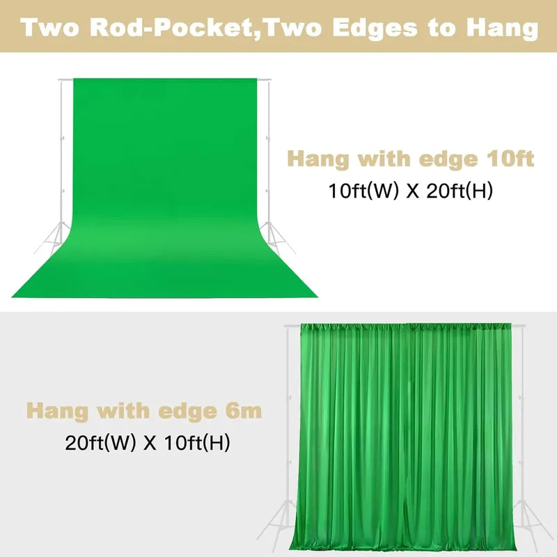 Fondo Pantalla Verde 6x3mts Poliéster Chromakey Con 4 Pinzas Liso Verde