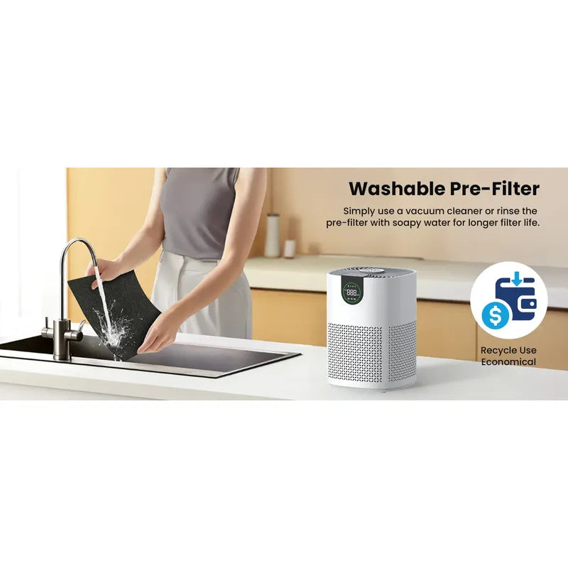 Purificador D Aire Vewior Pack De 2, Filtro Lavable H13 Hepa Blanco