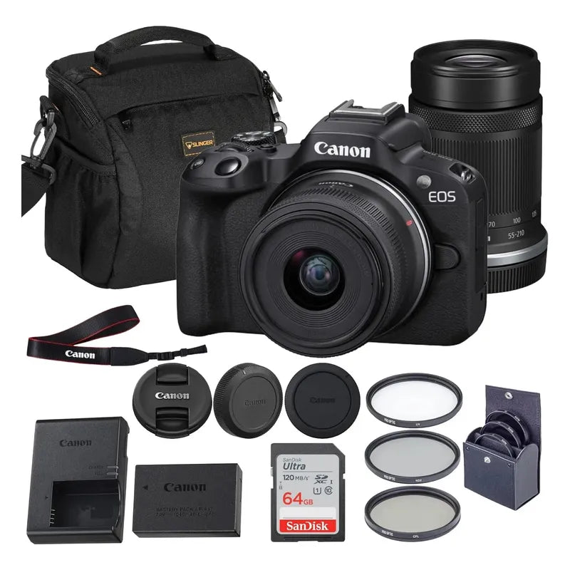 Canon Eos R50 Mirrorless+ 2 Lente Rf-s 18-45mm Y 55-210mm