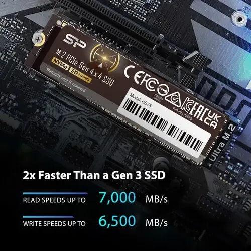 M.2 Ssd Silicon Power Us75 Pcie 4.0 X4 De 2 Tb 7000 Mb/s Negro