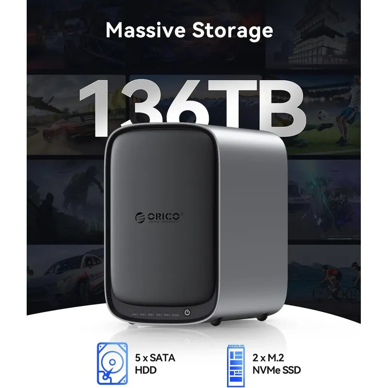 Nas Orico Hs500 Álbum Ia Máquina Virtual Confi Raid Flexible Azul Acero