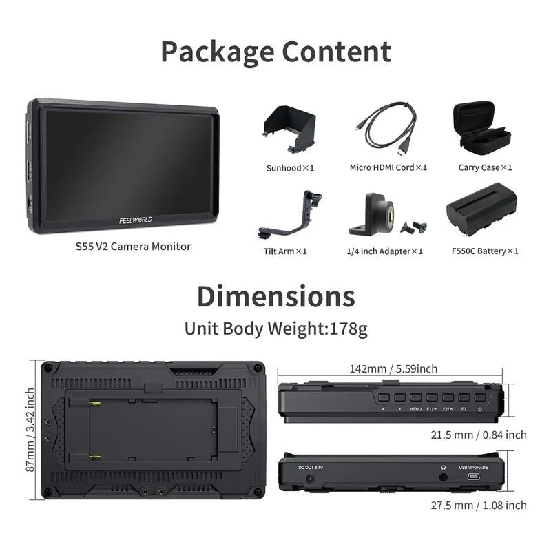 Monitor De Video Para Camaras Dslr Feelworld S55 V3 6 PuLG