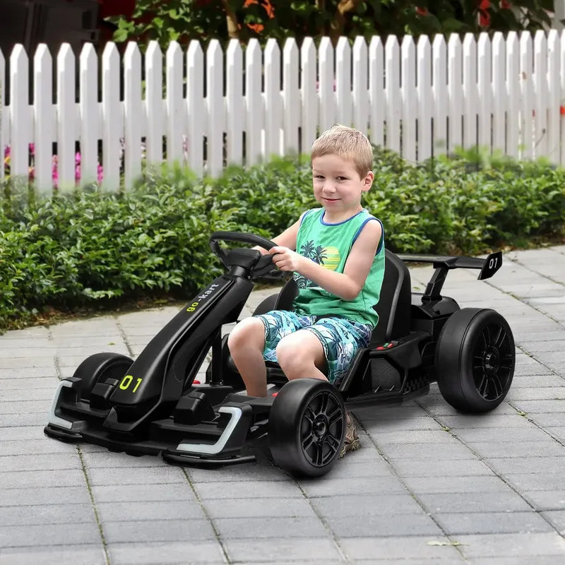 Go-kart Eléctrico 24v 12km/h Asiento Ajustable Arranque Suav Negro